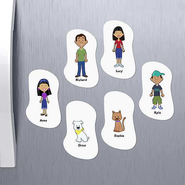 Family Cartoon Character Personalized Refrigerator Magnets - 5372